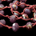 36" Mauve Khaki AB 6mm x 8mm Faceted Rondelle Knotted Necklace