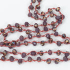 36" Mauve Khaki AB 6mm x 8mm Faceted Rondelle Knotted Necklace