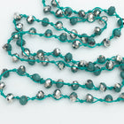 36" Smokey Turquoise Silver 6mm x 8mm Faceted Rondelle Knotted Necklace