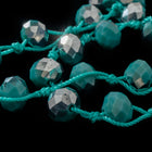 36" Smokey Turquoise Silver 6mm x 8mm Faceted Rondelle Knotted Necklace