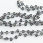 36" Matte Gray AB 6mm x 8mm Faceted Rondelle Knotted Necklace