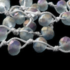 36" Matte Gray AB 6mm x 8mm Faceted Rondelle Knotted Necklace