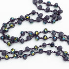 36" Dark Purple AB 6mm x 8mm Faceted Rondelle Knotted Necklace