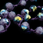 36" Dark Purple AB 6mm x 8mm Faceted Rondelle Knotted Necklace