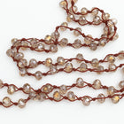 36" Smokey Crystal 6mm x 8mm Faceted Rondelle Knotted Necklace