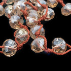 36" Smokey Crystal 6mm x 8mm Faceted Rondelle Knotted Necklace
