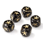 6mm Black Cube Bead with Gold Star (25 Pcs) #KSA001-General Bead