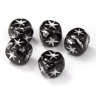 6mm Black Cube Bead with Silver Star (25 Pcs) #KSA002-General Bead