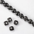 6mm Black Cube Bead with Silver Star (25 Pcs) #KSA002-General Bead