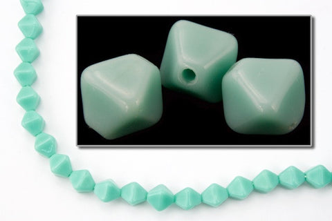6mm Opaque Green Turquoise Bicone (50 Pcs) #KUC037-General Bead