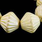 11mm Opaque Ivory/Cream Grooved Bicone (15 Pcs) #KUD004-General Bead
