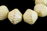 11mm Opaque Ivory/Cream Grooved Bicone (15 Pcs) #KUD004-General Bead