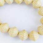 11mm Opaque Ivory/Cream Grooved Bicone (15 Pcs) #KUD004-General Bead