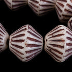 11mm Opaque Cream/Brown Grooved Bicone (15 Pcs) #KUD006-General Bead