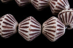 11mm Opaque Cream/Brown Grooved Bicone (15 Pcs) #KUD006-General Bead