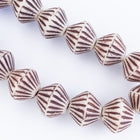 11mm Opaque Cream/Brown Grooved Bicone (15 Pcs) #KUD006-General Bead