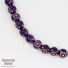 8mm Transparent Cobalt Round Bead with Gold Decoration-General Bead