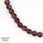 8mm Transparent Amethyst Round Bead with Gold Decoration-General Bead