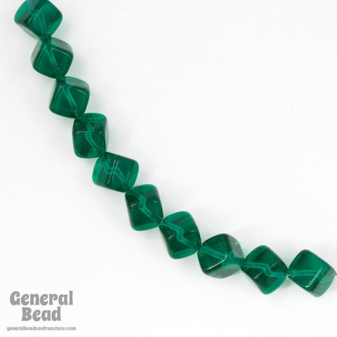 8mm Transparent Emerald Cube Bead with Diagonal Hole (25 Pcs) #KWD004-General Bead