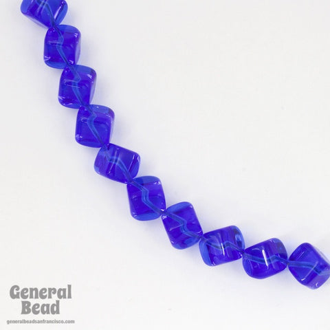 8mm Transparent Sapphire Cube Bead with Diagonal Hole (25 Pcs) #KWD006-General Bead