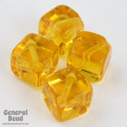 8mm Transparent Topaz Cube Bead with Diagonal Hole (25 Pcs) #KWD009-General Bead