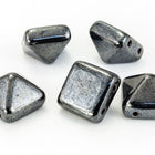 12mm Hematite 2 Hole Pyramid Bead (15 Pcs) #KZF103-General Bead