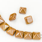 12mm Opaque Caramel 2 Hole Pyramid Bead (15 Pcs) #KZF104-General Bead