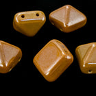 12mm Opaque Caramel 2 Hole Pyramid Bead (15 Pcs) #KZF104-General Bead