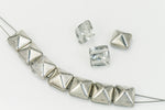 12mm Silver/Crystal 2 Hole Pyramid Bead (15 Pcs) #KZF105-General Bead