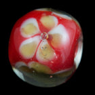 12mm Red with Pink Flowers Lampwork Bead #LCB008-General Bead
