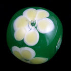 12mm Green with White Flowers Lampwork Bead #LCB012-General Bead