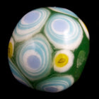 12mm Dark Green with Blue and White Circles Lampwork Bead #LCB027-General Bead