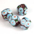 12mm Dark Red with White and Blue Circles Lampwork Bead #LCB031-General Bead