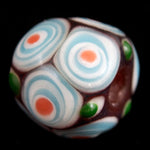 12mm Dark Red with White and Blue Circles Lampwork Bead #LCB031-General Bead