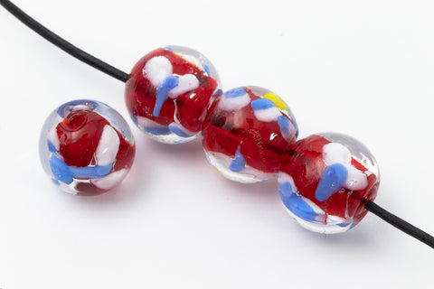 12mm Red/Blue/White Lampwork Bead #LCB055-General Bead