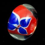 12mm Red with Blue Flowers Lampwork Rondelle #LCC006-General Bead