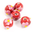 8mm Lampwork Red/Pink Flower Bead #LCE002-General Bead