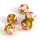 8mm Lampwork Topaz/Pink Flower Bead #LCE013-General Bead