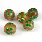 8mm Lampwork Topaz/Green Flower Bead #LCE017-General Bead