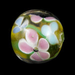 16mm Topaz Lampwork Round Bead with Pastel Flowers (2 Pcs #LCG008-General Bead