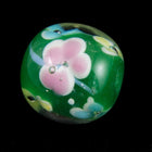 16mm Green Lampwork Round Bead with Pastel Flowers #LCG011-General Bead