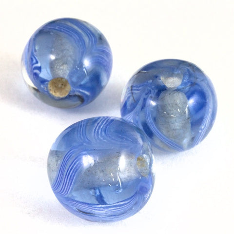 12mm Transparent Light Sapphire/Blue Swirl Lampwork Bead #LCH011-General Bead
