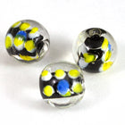 12mm Black/Yellow/Blue Dot Lampwork Bead #LCH026-General Bead