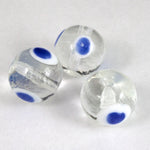 12mm Crystal/White/Blue Dot Lampwork Bead #LCH028-General Bead