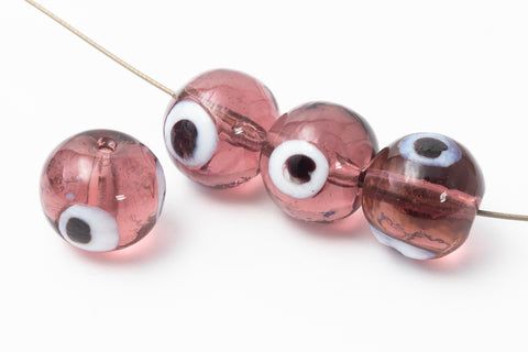 12mm Light Amethyst/White/Black Dot Lampwork Bead #LCH029-General Bead