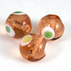 12mm Topaz/White/Green Dot Lampwork Bead #LCH030-General Bead