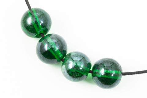12mm Green Luster Round Lampwork Bead #LCH037-General Bead