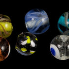 12mm Topaz/White/Green Dot Lampwork Bead #LCH030-General Bead