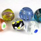12mm Crystal/White/Blue Dot Lampwork Bead #LCH028-General Bead