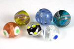 12mm Crystal/White/Blue Dot Lampwork Bead #LCH028-General Bead